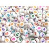 Number Beads Round 7 mm Beads Numbers Mix White Colourful