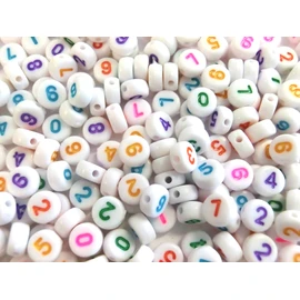Number Beads Round 7 mm Beads Numbers Mix White Colourful (200 Number Beads White Colourful #25)