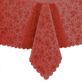 Jeloris Waterproof Vinyl Tablecloth, Rectangle Heavy Plastic Tablecloth, Wipeable Spillproof Oil-Proof Vinyl Table Cover for Kitchen Dining Room (Red, 60" x 84")