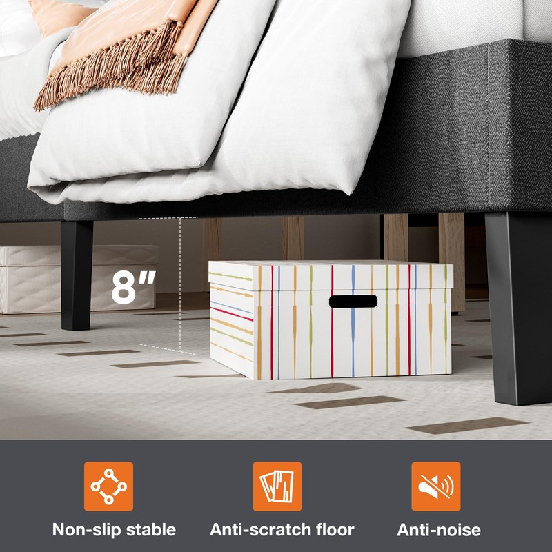 Elevon Twin Size Wood Bed Frame - Linen Upholstered Platform