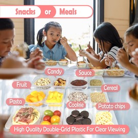 LACEEZEN 20Pack Reusable Snack Containers with Lids, Two Compartment Condiment Containers, Plastic Food Storage Containers for Lunch, Sauce and Mini Easy Take Out