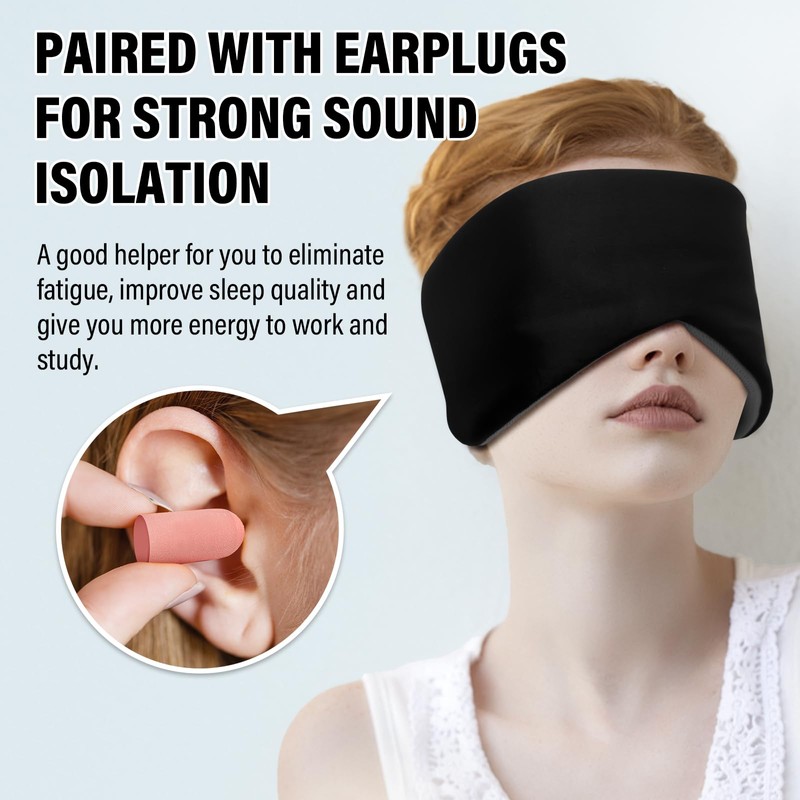 Sleep Mask, Eye Mask for Sleeping with Heads Adjustable, Earmuffs