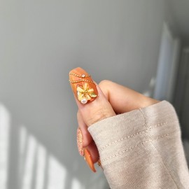 Floral handmade nail tips - Square / 플로럴 수제네일팁 - 스퀘어