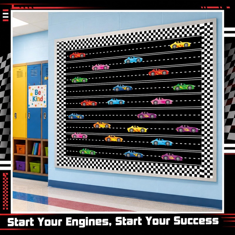 4 Rolls Racing Car Theme Bulletin Board Border Set Race