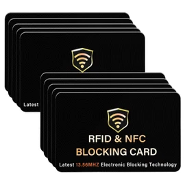 SaiTech IT 10 Pack RFID Blocking Card, One Card Protects Entire Wallet Purse, NFC Contactless Bank Debit Credit Card Protector ID ATM Guard Card Blocker–(Black)