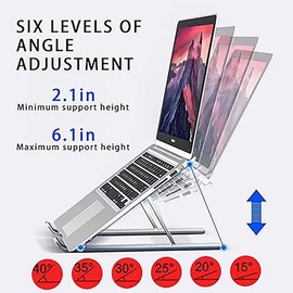 Portable Laptop Stand for Asus TUF Gaming A17 16 A15 A16 A14 F15 F16 F17 Dash 15 F15 17 16 15 14 inch Laptop, Ergonomic 6-Levels Angles Adjustable Computer Stand, All Aluminum Laptop Stand