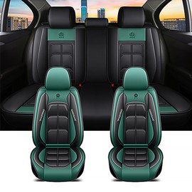 XIANGTA Universal Fit Car Seat Covers,5 Seat Leather Car Seat Covers Full Set, Universal Fit Waterproof Auto Seat Protector, Full Coverage for Cars SUVs Sedans – Green