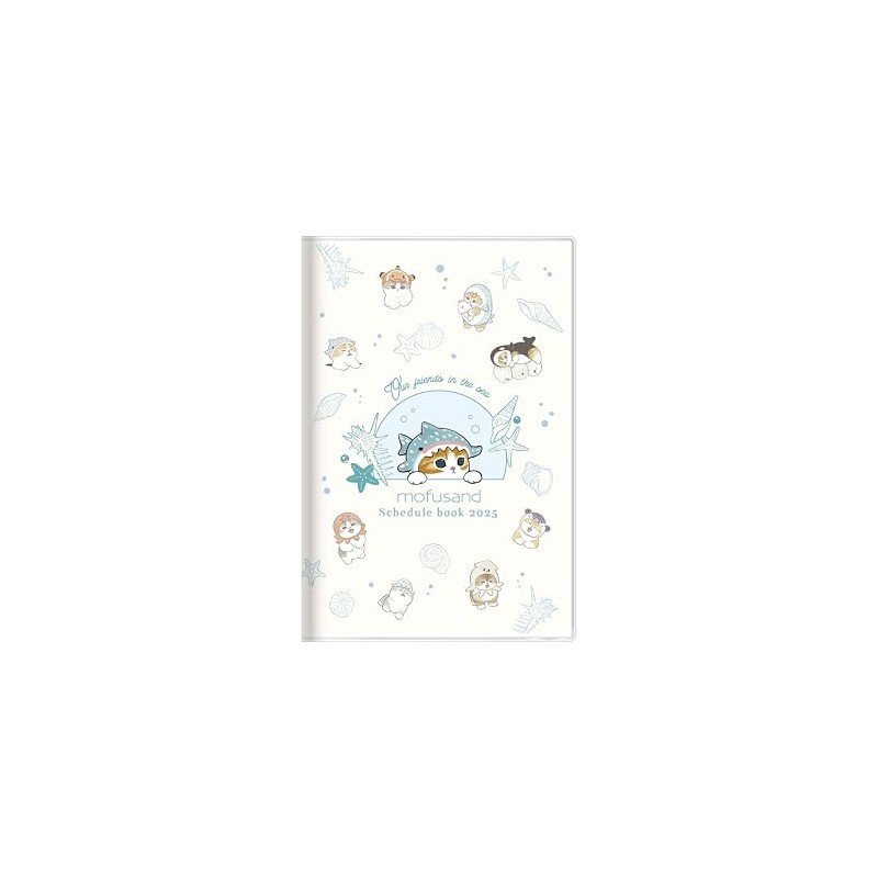 Sunstar Stationery mofusand 2025 Monthly Notebook, B7, Whale Shark Nyan