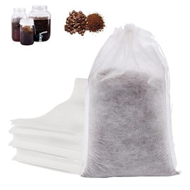 Hogurity 60PCS No Mess Cold Brew Bags, Cold Brew Coffee Filters 6”x 10” Disposable French Press Filter Bags Fine Mesh Brewing Bag with Drawstring for Iced Coffee Maker Hot Tea in Mason Jar or Pitcher