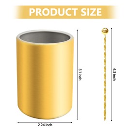 Metal Cocktail Picks 15Pack+Holder Kit, 304 Stainless Steel Cocktail Toothpicks, Reusable Cocktail Skewers, Garnish Picks Bloody Mary Skewers, Metal Martini Picks for Olives Appetizers Fruit