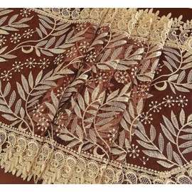 Burgundy Lace Table Runner And Dresser Scarves Embroidered Leaves 16 By 60 Inch