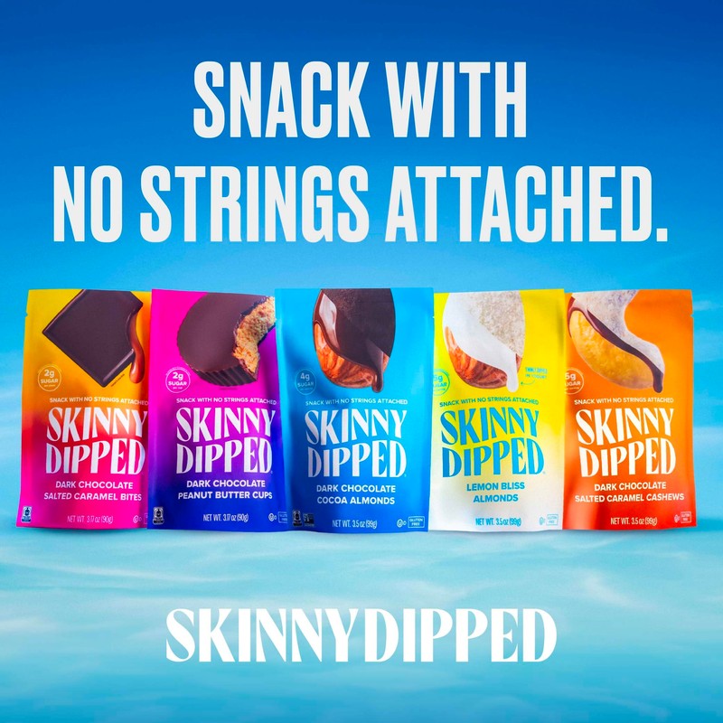 SkinnyDipped Dark Chocolate Cocoa Almonds, Healthy Snack, Plant Protein, Gluten