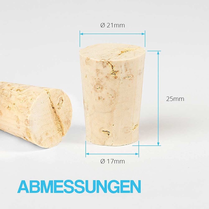 Tuuters 25 x Corks for Closing, Natural Cork, Pointed Cork