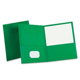 Twin-Pocket Folder, Embossed Leather Grain Paper, Hunter Green, Sold as 1 Box