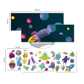 Maildor AF009O Stick Story Pack (4 Sticker Sheets and 2 Backdrops, Ideal for Children from 5 Years, Monsters) 1 Pack