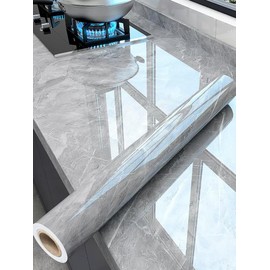 Kifoio Marble Contact Paper 15.7" x 393" Grey Wallpaper Marble Peel and Stick Wallpaper for Countertops Self-Adhesive Wall Paper Removable Waterproof Vinyl Faux Granite Décor for Furniture Upcycling