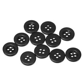 sourcing map 10pcs 20L Sewing Buttons 1/2"(12.5mm) Resin Round Flat 4-Hole Craft Replacement Buttons for Coats Sewing Clothing and DIY, Black