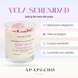 Fuwu, velas aromaticas relajantes de cera de soya con cuarzos naturales, velas decorativas hechas a mano con hierbas de olor, aromatizantes para hogar, velas aromaticas (Lavanda con vainilla)