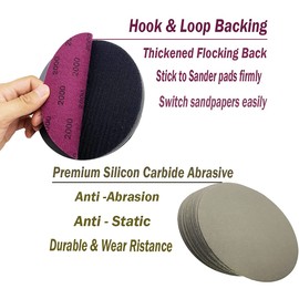 AutKerige 2000 Grit Wet Dry Sandpaper, 6 Inch 25 PCS Hook and Loop Sanding Discs with Premium Silicon Carbide Abrasive, Polishing Sandpaper Pads for Auto Polishing or Scratches Removing
