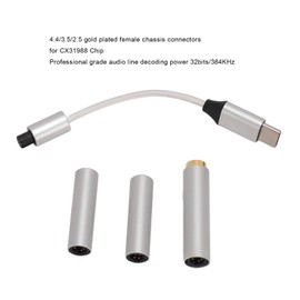 USB Type C to 3.5mm 2.5mm 4.4mm Female Adapter, Type C to AUX Headphone Jack Cable 32bits 384kHz PCM, USB C to Aux Audio Dongle Cable, Plug and Play