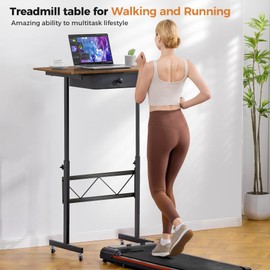 GTRACING Small Standing Desk Adjustable Height Small Computer Desk Mobile Portable Rolling Laptop Table with Wheels 32" Computer Workstation Sit Stand Desks Portable Standing Table Treadmill desks