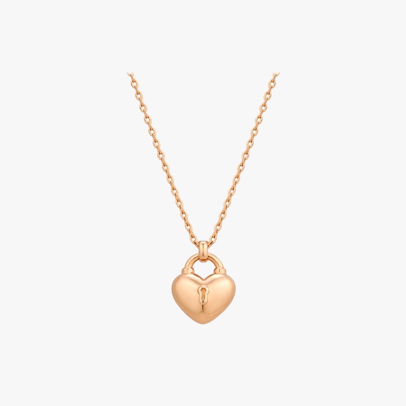 Gold&Deer 14KGP Lovely Heart Lock Necklace Rose Gold / 골드앤디어