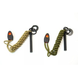 Army Military Style Ferro Rod Fire Starter Magnesium Rod With Paracord Steel