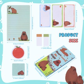 JIANTA Capybara Sticky Notes Set, 550 Sheets, Don't Worry Be Capy Self-Stick Notes Pads, Cute Cartoon Memo Pads, Capybara Stationery, Party Bag Fillers for Kids, Party Favour Gifts