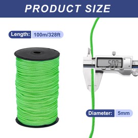 QUARKZMAN 5mm Polypropylen Seil Geflochtene Seile, 100m Nylonseil Hohlseil für Wäscheleine, Camping, Wandern, Outdoor, Hellgrün