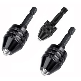 RZJZGZ 3 Pcs Keyless Drill Chuck Bit 1/4 Inch Hex Shank Keyless Drill Chuck Conversion Tool,0.3-6.5 mm&0.3-3.6 mm&0.8-8mm Quick Screwdriver Drill Adapter for Micro Drill Bit