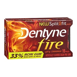 Dentyne Fire Sugar Free Gum Spicy Cinnamon, 16 CT (Pack of 9)
