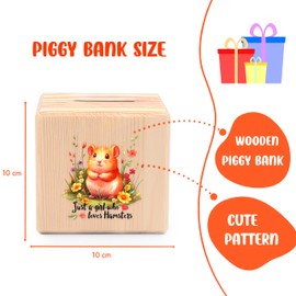 BJDAMAI Hamster Piggy Bank Money Bank Coin Bank, Hamster Gifts for Teens Teenage Girls Kids Age 6 7 8 9 10 11 12, Hamster Lovers Themed Stuff Accessories Items Things Home Room Decor Merchandise!