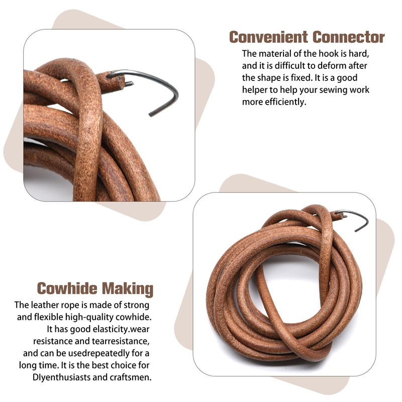 72 Inch Sewing Machine Leather V-Belt with Hooks, Leather Strap