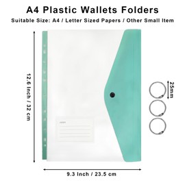Plastic Wallets A4, 6 Pack Punched Pockets A4, Expandable Poly Pockets, Waterproof, Plastic Sleeves for Paper, Stationary Supplies for School, Office, Home (Side Open)