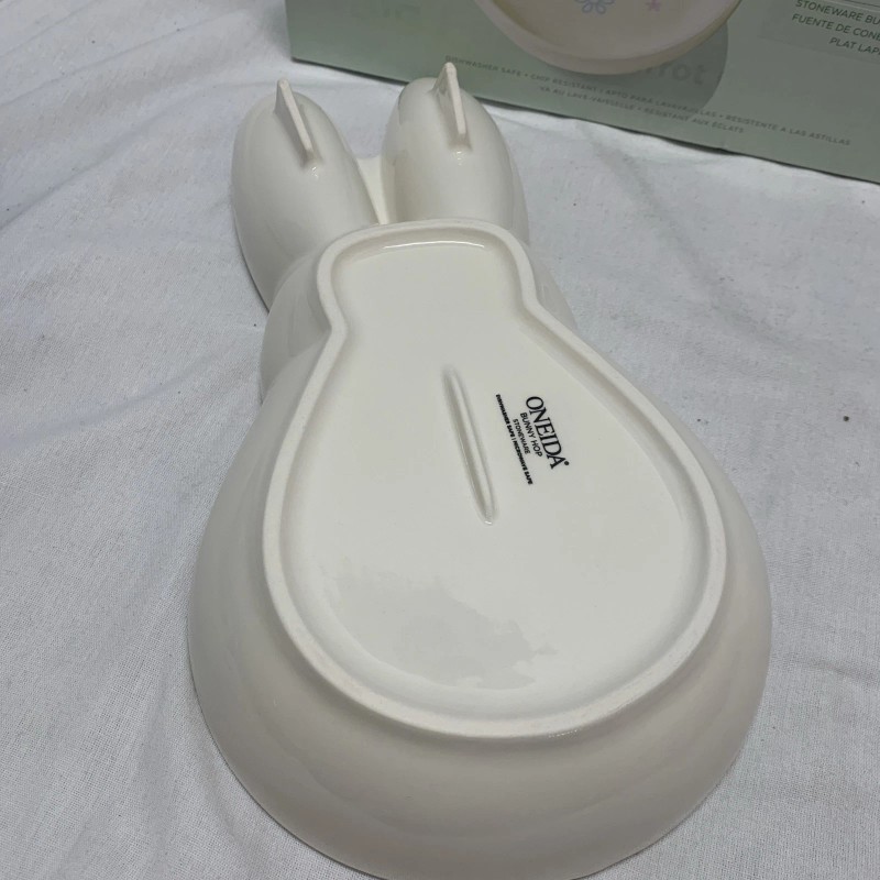 Oneida Stoneware Bunny Rabbit Platter Easter Serve ware Decorations Bunny
