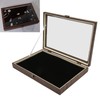 Pin Display Case Large Black PU Leather Dustproof Glass Widely