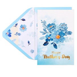 WaaHome Tarjeta de regalo para el día de la madre de flores para mamá, tarjeta de regalo para mamá de hija e hijo, niños, tarjeta floral para el día de la madre con sobre único