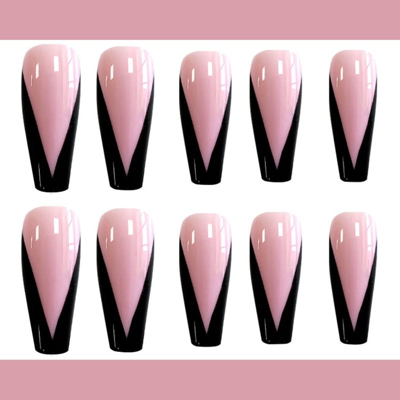 SINLOV 24 Pieces False Coffin Nails, Shiny Gradient Press on