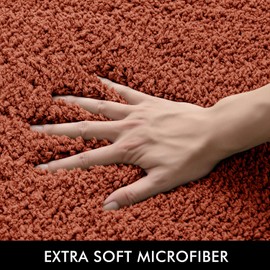 MIULEE Fall Rust Extra Thick Non Slip Bathroom Rug Shaggy Soft Bath Mat Plush Microfiber Absorbent Water for Shower Tub Machine Washable (24x70 Inches)