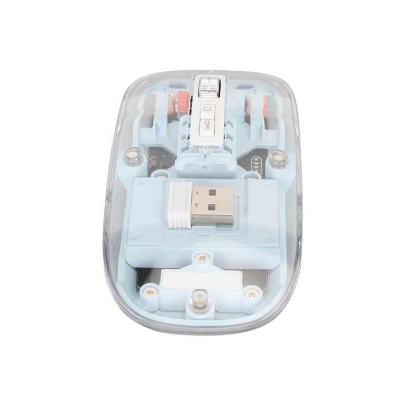 Wireless 2.4G Bluetooth Transparent Mouse 2400 DPI Rechargeable 400mAh RGB