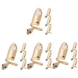 Mikinona 16pcs Snake Nail Tips Women Nail Ring Jewelry Fingernails Ring Decoration for Women