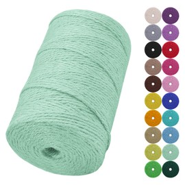 LEREATI Jute Twine String, 2mm 656 Feet Natural Garden Twine for Crafts, Colored Jute Rope 3-Ply Hemp String for Gift Wrapping, Gardening, Wedding and Christmas Decorations (Aqua Blue)
