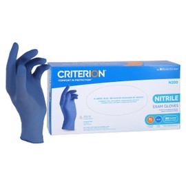 Criterion N200 Nitrile Exam Gloves - Non-Sterile Small - 200 Pcs/Box, Chlorinated, Disposable, Latex-Free, Ambidextrous, Textured Fingers, Beaded Cuff, 2.76 Mil Thickness. Medical Grade. Sky Blue