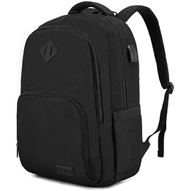 Classic Laptop Backpack for Women Men, Large Capacity College Backpacks School Bookbag Water Resistant Travel Work Bag, Fit 15.6 Inch Laptop, Black