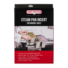 Steam Pan Insert Shelf for Griddle Shelf by Chef Master, Fits 1/3, 1/6 & 1/9 Size Steam Pan for Restaurants & Food Trucks, Keeps Your Ingredients & Tools in One Place for Outdoor Cooking & BBQ - 90316