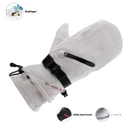 Swany Womens X-Cell 2.1 Sports Moisture-Wicking Quick-Drying Warm Durable Flexible Insulated Leather Winter Mittens, White, Small
