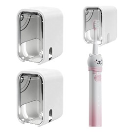 2 Pack Mini Toothbrush Holder Wall Mounted with Cover, Single Slot Toothbrush Storage Organizer for Shower, Compact Toothbrush Holders for Bathroom & Travel, Ideal for Family Tooth Brushes