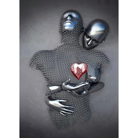 JNAOZI 3D Lovers Metal Figure Canvas Statue - Love Abstract Art - Frameless (30cm x 20cm x 1 Pcs)
