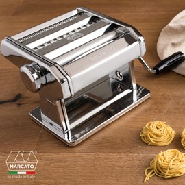 MARCATO Made in Italy Ampia 150 Classic Manual Pasta Machine, Chrome Steel. Makes Lasagne, Fettuccine & Tagliolini
