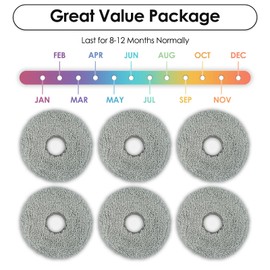 (6 Pack) X50 Ultra Replacement Mop Pads for Dreame X50 Ultra/ X40 Ultra/ X30 Ultra/ L10s Ultra L10s Pro Gen 2 L10s Pro Ultra L10s Plus L40 Ultra Mova P50 Ultra P50 Pro Ultra P10 Pro Ultra Robot Vacuum